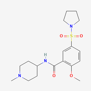 molecular formula C18H27N3O4S B4462402 2-methoxy-N-(1-methyl-4-piperidinyl)-5-(1-pyrrolidinylsulfonyl)benzamide 