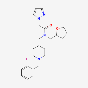 molecular formula C23H31FN4O2 B4462416 N-{[1-(2-fluorobenzyl)-4-piperidinyl]methyl}-2-(1H-pyrazol-1-yl)-N-(tetrahydro-2-furanylmethyl)acetamide 