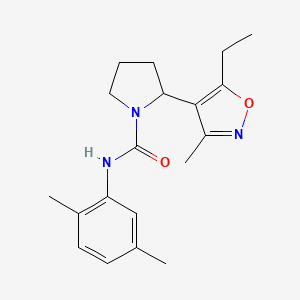 molecular formula C19H25N3O2 B4462475 N-(2,5-dimethylphenyl)-2-(5-ethyl-3-methyl-4-isoxazolyl)-1-pyrrolidinecarboxamide 