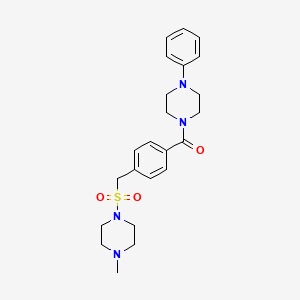molecular formula C23H30N4O3S B4462481 1-methyl-4-({4-[(4-phenyl-1-piperazinyl)carbonyl]benzyl}sulfonyl)piperazine 