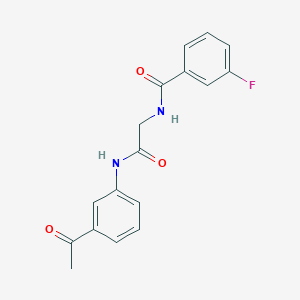 molecular formula C17H15FN2O3 B4462495 N-{2-[(3-acetylphenyl)amino]-2-oxoethyl}-3-fluorobenzamide 