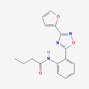 molecular formula C16H15N3O3 B4462502 N-{2-[3-(2-furyl)-1,2,4-oxadiazol-5-yl]phenyl}butanamide 
