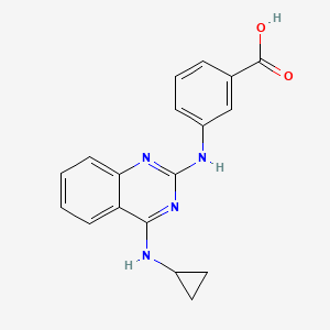 molecular formula C18H16N4O2 B4462522 3-{[4-(cyclopropylamino)-2-quinazolinyl]amino}benzoic acid 