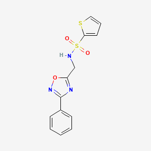 molecular formula C13H11N3O3S2 B4462527 N-[(3-phenyl-1,2,4-oxadiazol-5-yl)methyl]-2-thiophenesulfonamide 