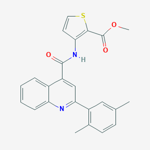 molecular formula C24H20N2O3S B446253 Methyl 3-({[2-(2,5-dimethylphenyl)-4-quinolinyl]carbonyl}amino)-2-thiophenecarboxylate 