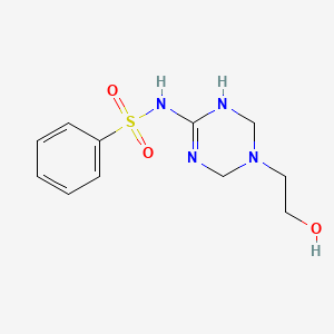 molecular formula C11H16N4O3S B4462548 N-[5-(2-hydroxyethyl)-1,4,5,6-tetrahydro-1,3,5-triazin-2-yl]benzenesulfonamide 