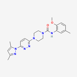 molecular formula C22H27N7O2 B4462552 4-[6-(3,5-dimethyl-1H-pyrazol-1-yl)-3-pyridazinyl]-N-(2-methoxy-5-methylphenyl)-1-piperazinecarboxamide 
