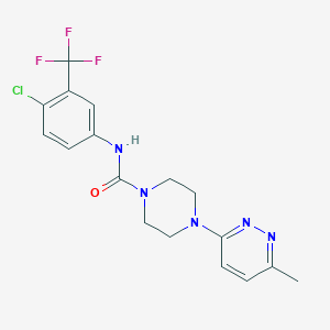 molecular formula C17H17ClF3N5O B4462559 N-[4-chloro-3-(trifluoromethyl)phenyl]-4-(6-methyl-3-pyridazinyl)-1-piperazinecarboxamide 
