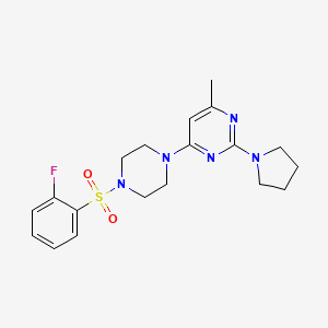 4-{4-[(2-fluorophenyl)sulfonyl]-1-piperazinyl}-6-methyl-2-(1-pyrrolidinyl)pyrimidine