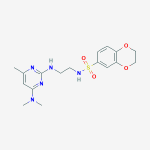 molecular formula C17H23N5O4S B4462611 N-(2-{[4-(dimethylamino)-6-methyl-2-pyrimidinyl]amino}ethyl)-2,3-dihydro-1,4-benzodioxine-6-sulfonamide 