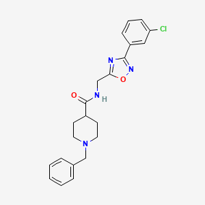 molecular formula C22H23ClN4O2 B4462618 1-benzyl-N-{[3-(3-chlorophenyl)-1,2,4-oxadiazol-5-yl]methyl}-4-piperidinecarboxamide 