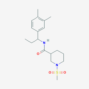 molecular formula C18H28N2O3S B4462648 N-[1-(3,4-dimethylphenyl)propyl]-1-(methylsulfonyl)-3-piperidinecarboxamide 