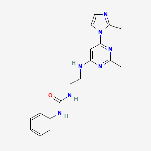 molecular formula C19H23N7O B4462665 N-(2-{[2-methyl-6-(2-methyl-1H-imidazol-1-yl)-4-pyrimidinyl]amino}ethyl)-N'-(2-methylphenyl)urea 