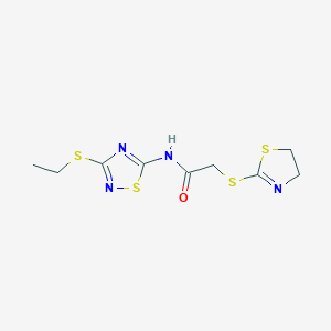 molecular formula C9H12N4OS4 B4462697 2-(4,5-dihydro-1,3-thiazol-2-ylthio)-N-[3-(ethylthio)-1,2,4-thiadiazol-5-yl]acetamide 