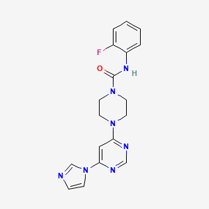 molecular formula C18H18FN7O B4462735 N-(2-fluorophenyl)-4-[6-(1H-imidazol-1-yl)-4-pyrimidinyl]-1-piperazinecarboxamide 
