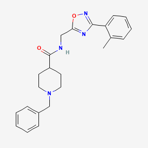 molecular formula C23H26N4O2 B4462736 1-benzyl-N-{[3-(2-methylphenyl)-1,2,4-oxadiazol-5-yl]methyl}-4-piperidinecarboxamide 