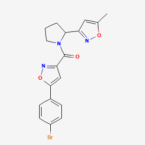molecular formula C18H16BrN3O3 B4462748 5-(4-bromophenyl)-3-{[2-(5-methyl-3-isoxazolyl)-1-pyrrolidinyl]carbonyl}isoxazole 