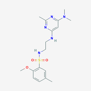 molecular formula C17H25N5O3S B4462752 N-(2-{[6-(dimethylamino)-2-methyl-4-pyrimidinyl]amino}ethyl)-2-methoxy-5-methylbenzenesulfonamide 