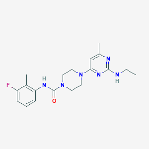 molecular formula C19H25FN6O B4462759 4-[2-(ethylamino)-6-methyl-4-pyrimidinyl]-N-(3-fluoro-2-methylphenyl)-1-piperazinecarboxamide 