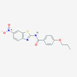 molecular formula C17H15N3O4S B446276 N-(6-nitro-1,3-benzothiazol-2-yl)-4-propoxybenzamide 