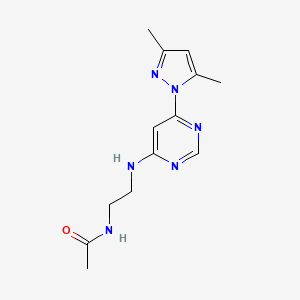 molecular formula C13H18N6O B4462794 N-(2-{[6-(3,5-dimethyl-1H-pyrazol-1-yl)-4-pyrimidinyl]amino}ethyl)acetamide 