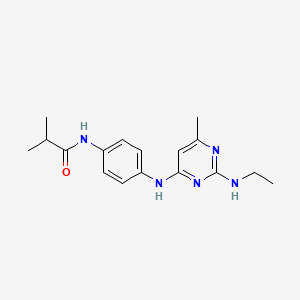 molecular formula C17H23N5O B4462799 N-(4-{[2-(ethylamino)-6-methyl-4-pyrimidinyl]amino}phenyl)-2-methylpropanamide 