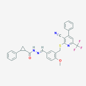 N'-[3-({[3-cyano-4-phenyl-6-(trifluoromethyl)-2-pyridinyl]sulfanyl}methyl)-4-methoxybenzylidene]-2-phenylcyclopropanecarbohydrazide