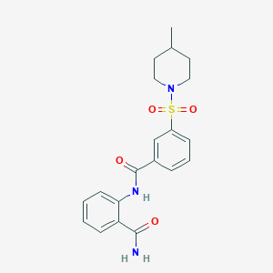 molecular formula C20H23N3O4S B4462804 2-({3-[(4-methyl-1-piperidinyl)sulfonyl]benzoyl}amino)benzamide 