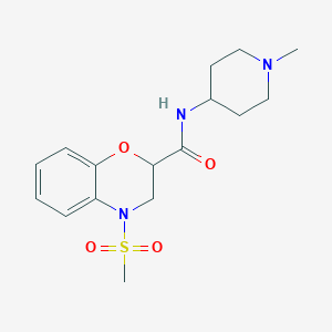 molecular formula C16H23N3O4S B4462839 N-(1-methyl-4-piperidinyl)-4-(methylsulfonyl)-3,4-dihydro-2H-1,4-benzoxazine-2-carboxamide 