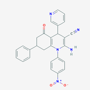 2-Amino-1-(4-nitrophenyl)-5-oxo-7-phenyl-4-(pyridin-3-yl)-1,4,5,6,7,8-hexahydroquinoline-3-carbonitrile