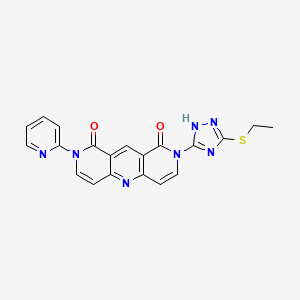 molecular formula C20H15N7O2S B4462855 2-[3-(ethylthio)-1H-1,2,4-triazol-5-yl]-8-(2-pyridinyl)pyrido[4,3-b]-1,6-naphthyridine-1,9(2H,8H)-dione 