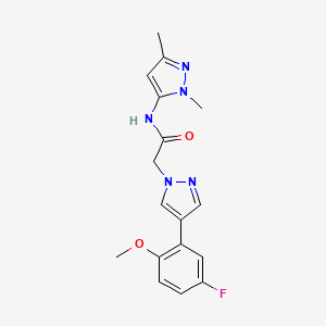 molecular formula C17H18FN5O2 B4462867 N-(1,3-dimethyl-1H-pyrazol-5-yl)-2-[4-(5-fluoro-2-methoxyphenyl)-1H-pyrazol-1-yl]acetamide 