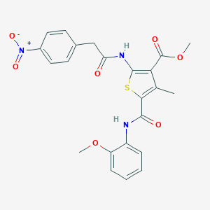 molecular formula C23H21N3O7S B446287 Methyl 2-[({4-nitrophenyl}acetyl)amino]-5-[(2-methoxyanilino)carbonyl]-4-methyl-3-thiophenecarboxylate 