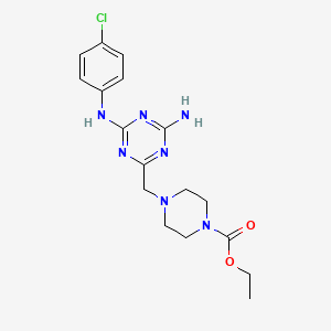 molecular formula C17H22ClN7O2 B4462940 ethyl 4-({4-amino-6-[(4-chlorophenyl)amino]-1,3,5-triazin-2-yl}methyl)-1-piperazinecarboxylate 