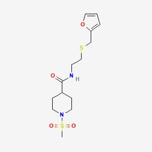 molecular formula C14H22N2O4S2 B4462949 N-{2-[(2-furylmethyl)thio]ethyl}-1-(methylsulfonyl)-4-piperidinecarboxamide 