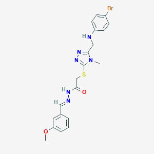 2-({5-[(4-bromoanilino)methyl]-4-methyl-4H-1,2,4-triazol-3-yl}sulfanyl)-N'-(3-methoxybenzylidene)acetohydrazide