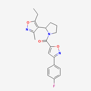 molecular formula C20H20FN3O3 B4462981 5-ethyl-4-(1-{[3-(4-fluorophenyl)-5-isoxazolyl]carbonyl}-2-pyrrolidinyl)-3-methylisoxazole 