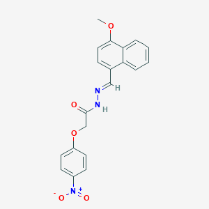 molecular formula C20H17N3O5 B446304 2-{4-nitrophenoxy}-N'-[(4-methoxy-1-naphthyl)methylene]acetohydrazide 