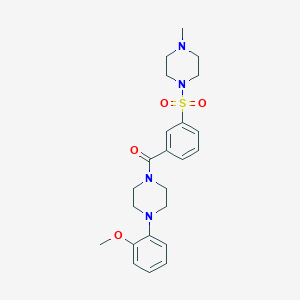 molecular formula C23H30N4O4S B4463056 1-(2-METHOXYPHENYL)-4-{3-[(4-METHYLPIPERAZIN-1-YL)SULFONYL]BENZOYL}PIPERAZINE 