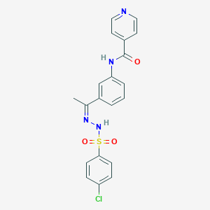 molecular formula C20H17ClN4O3S B446311 N-(3-{N-[(4-chlorophenyl)sulfonyl]ethanehydrazonoyl}phenyl)isonicotinamide 