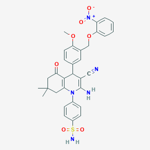 4-(2-amino-3-cyano-4-[3-({2-nitrophenoxy}methyl)-4-methoxyphenyl]-7,7-dimethyl-5-oxo-5,6,7,8-tetrahydroquinolin-1(4H)-yl)benzenesulfonamide