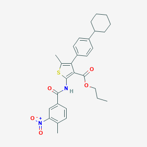 Propyl 4-(4-cyclohexylphenyl)-2-({3-nitro-4-methylbenzoyl}amino)-5-methylthiophene-3-carboxylate