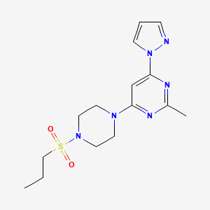 molecular formula C15H22N6O2S B4463185 2-methyl-4-[4-(propylsulfonyl)-1-piperazinyl]-6-(1H-pyrazol-1-yl)pyrimidine 