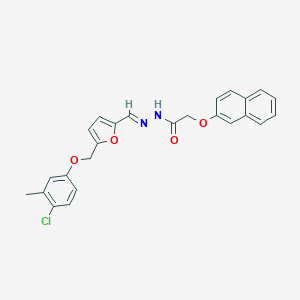 molecular formula C25H21ClN2O4 B446324 N'-({5-[(4-chloro-3-methylphenoxy)methyl]-2-furyl}methylene)-2-(2-naphthyloxy)acetohydrazide 