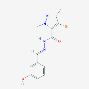 molecular formula C13H13BrN4O2 B446332 4-bromo-N'-(3-hydroxybenzylidene)-1,3-dimethyl-1H-pyrazole-5-carbohydrazide 