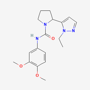 molecular formula C18H24N4O3 B4463334 N-(3,4-dimethoxyphenyl)-2-(1-ethyl-1H-pyrazol-5-yl)-1-pyrrolidinecarboxamide 