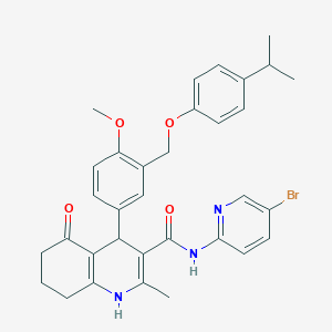 molecular formula C33H34BrN3O4 B446334 N-(5-bromopyridin-2-yl)-4-{3-[(4-isopropylphenoxy)methyl]-4-methoxyphenyl}-2-methyl-5-oxo-1,4,5,6,7,8-hexahydroquinoline-3-carboxamide 