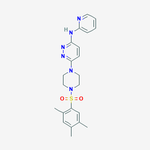 molecular formula C22H26N6O2S B4463346 N-2-pyridinyl-6-{4-[(2,4,5-trimethylphenyl)sulfonyl]-1-piperazinyl}-3-pyridazinamine 