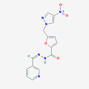 5-[(4-nitro-1H-pyrazol-1-yl)methyl]-N'-[(Z)-pyridin-3-ylmethylidene]furan-2-carbohydrazide