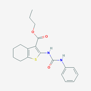 molecular formula C19H22N2O3S B446341 Propyl 2-[(anilinocarbonyl)amino]-4,5,6,7-tetrahydro-1-benzothiophene-3-carboxylate 